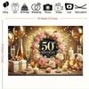 2D Elegant 50th Birthday Photography Backdrop, Rose Gold Floral Background