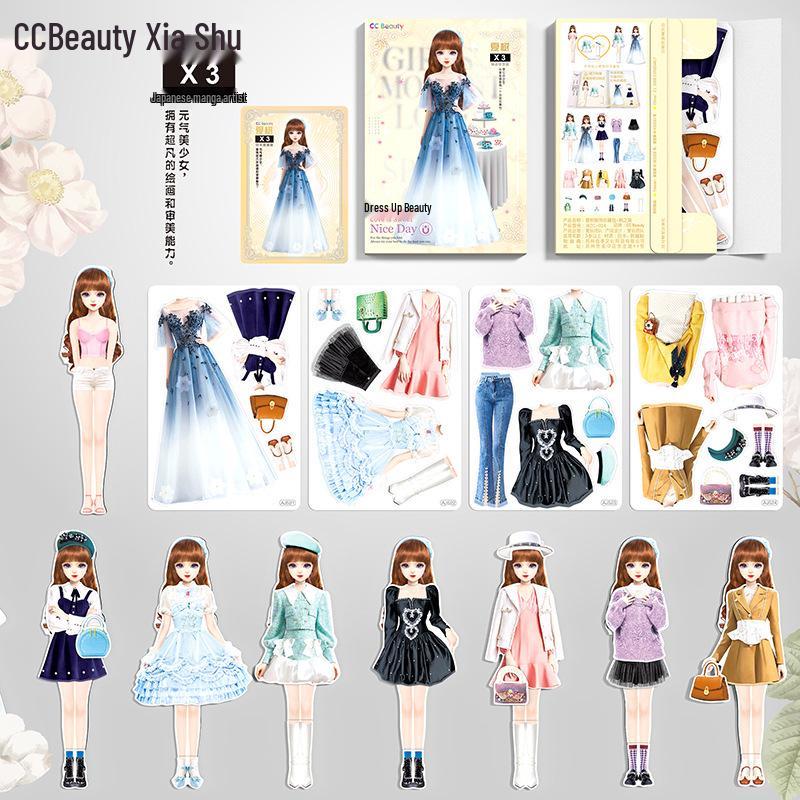 Магнитная книга-пазл для девочек: Набор наклеек Игрушка и Модная кукла для возраста 4-6 лет