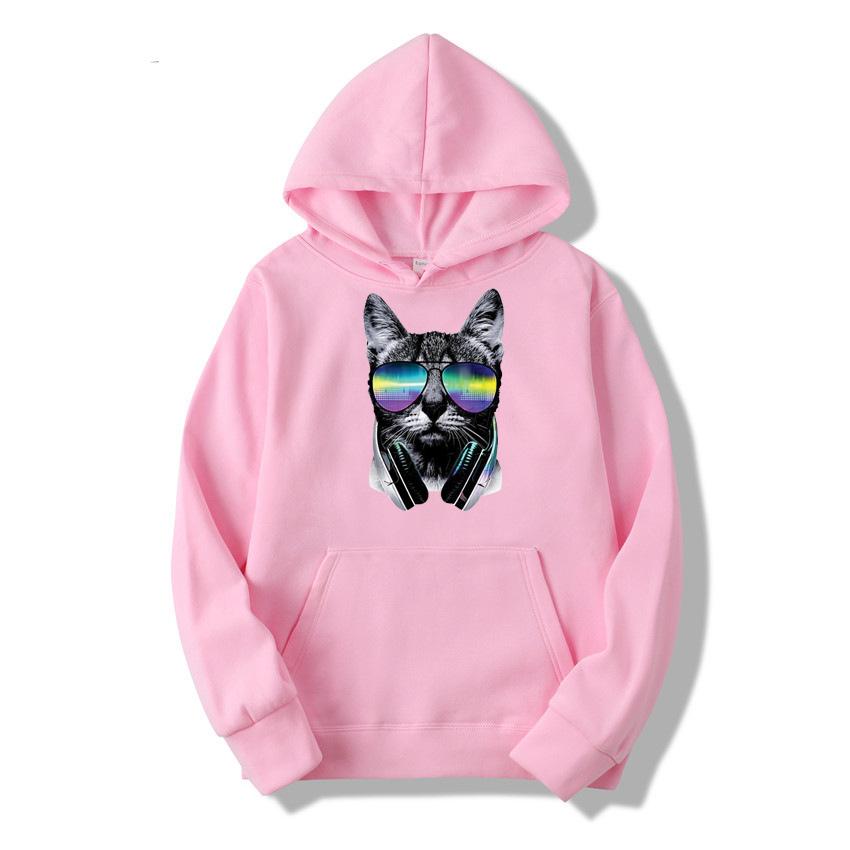 Tideway Cat Print Новый свитер с капюшоном, мужской весенний свободный топ с длинными рукавами в ленивом стиле