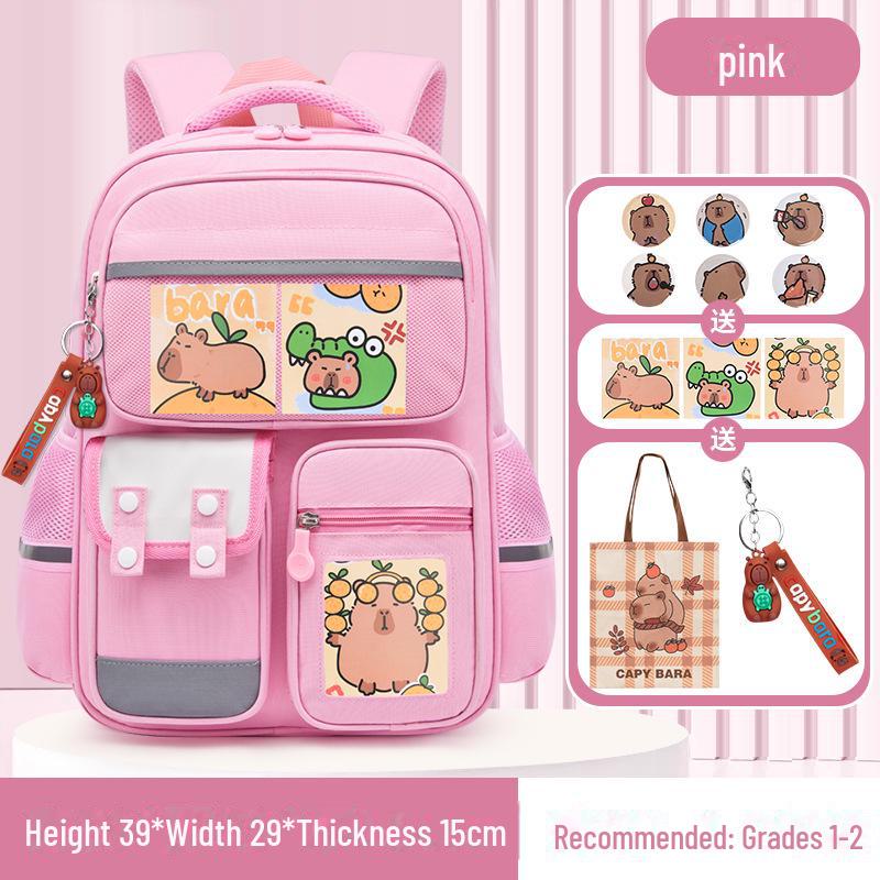 Рюкзак большой вместимости с капибарой для 1-6 классов - Милый и грязеотталкивающий дизайн для мальчиков и девочек