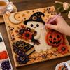 Pumpkin Wall Art Ghost Faux Pearl Kit, Halloween Painting DIY Autumn Home Decor 3D Spooky Skull Craft Kit for Adults Beginners, Fall Handmade