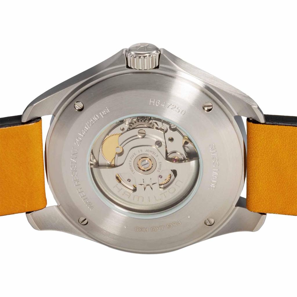 Watch Khaki Aviation Pilot Day Date Auto Khaki Aviation Black Dial Stainless Steel Sapphire Glass Automatic 46MM Swiss Brand Watch H64725531 Brown