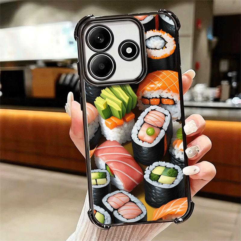 Delicious Sushi Bento Plating Phone Case For Xiaomi Redmi Note 14 15 Pro Plus 13 12 11 11S 11T 10 9S 9 5G Anti-Fall Airabag Cove