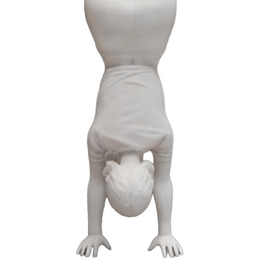 Inverted Girl Figurine, 3D Printed Inverted Athlete Statue, White Sporty Girl Sculpture for Home Table Shelf Decor