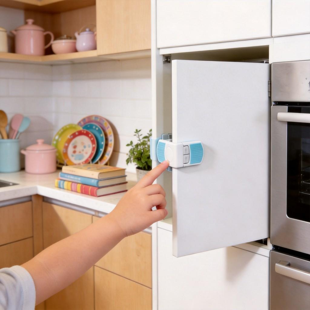 Child Safety Lock For Cabinets And Drawers With Durable Plastic Material For Home Protection