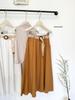 2026 Mori-kei Spring/Summer Women's A-line Skirt: Versatile Mid-length with Belt, Solid Color Lazy Style for Vacation.