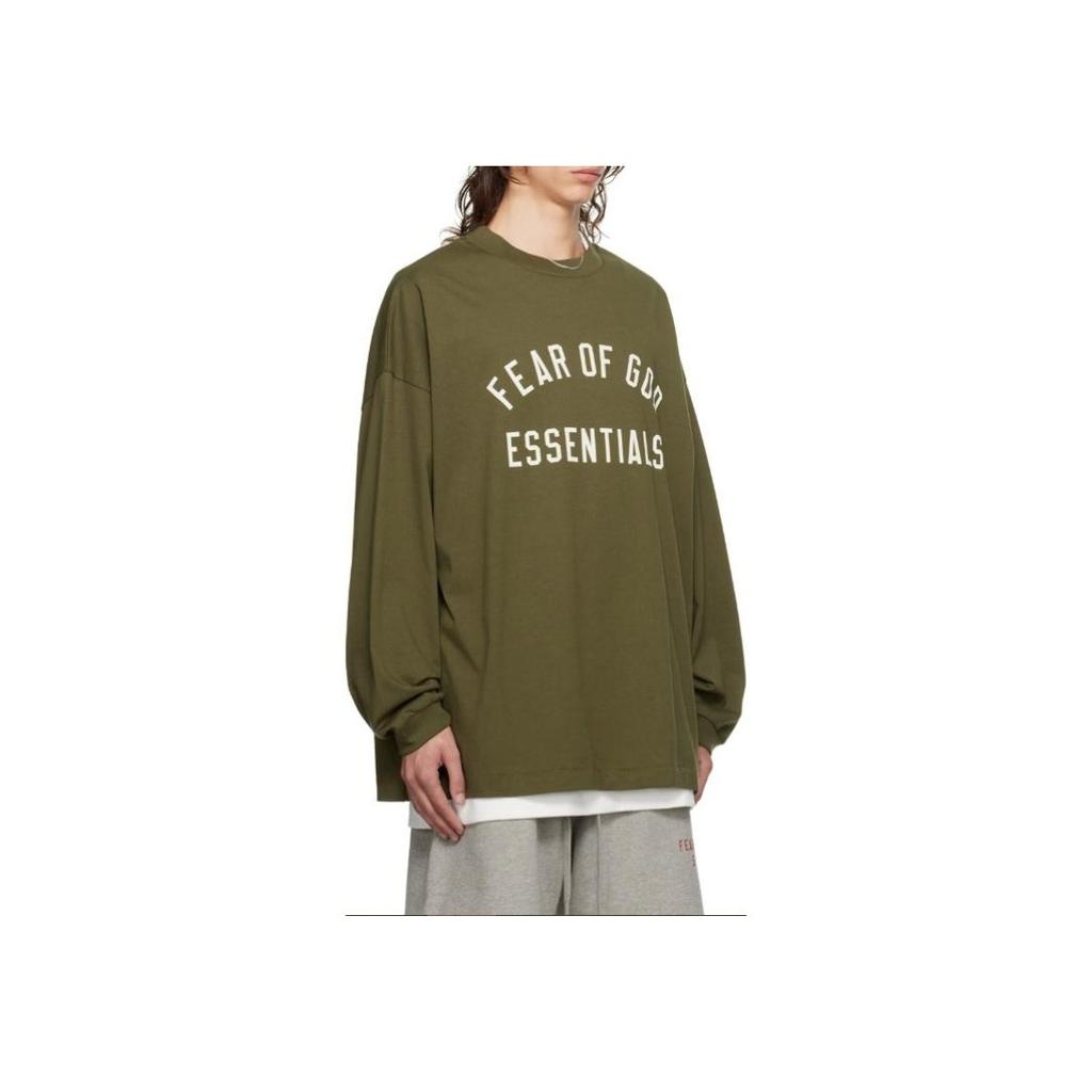 Fear of God Футболка Essentials Jersey с длинным рукавом, военные мужские топы, зеленая 125BT244205F