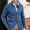 Мужская повседневная и модная однотонная теплая куртка-свитер, мужской трикотажный свитер с длинными рукавами и застежкой на пуговицы, со стойкой