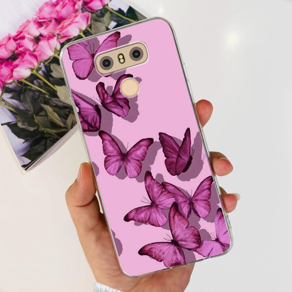 Чехол для LG G6 Plus LGM-G600K Чехлы для телефонов Популярный Цветок Мягкий Силикон Прозрачный Защитный Корпус Для LG G6 G 6 LG6 LGG6+ Задняя Крышка