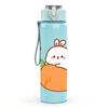 1PC Bunny Sitting Orange Fruit Cartoon Print 750ml Color Plastic Sports Water Bottle Leakproof Flip Straw Lid Suitable for Sports Office Home Use
