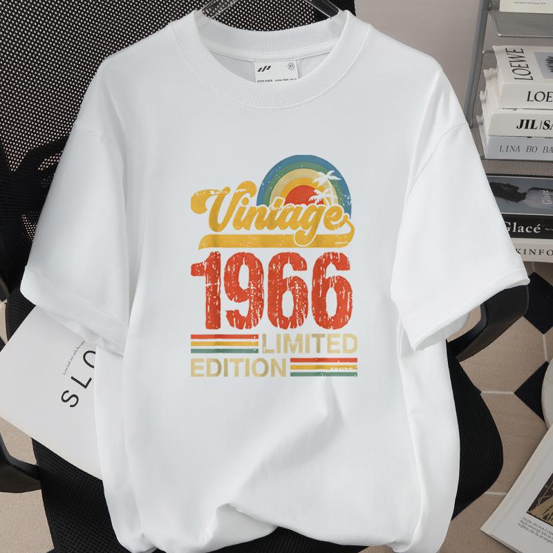 HighQuality Cotton TShirt for Unisex 1966 60th Birthday Unisex Loose Oversized Clothing O Neck Short Sleeve Tees Streetwear Top