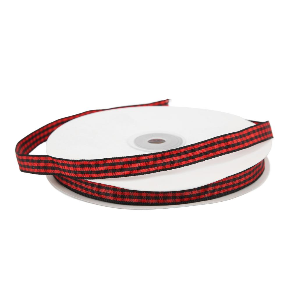 100yd Red Black Plaid Ribbon Lattice Design Smoother Texture Plaid Ribbon Wired for Gift Wrapping