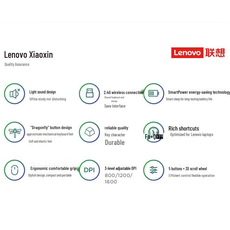 Lenovo Бесшумная беспроводная клавиатура и мышь K1P