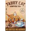 Vintage Funny Cat Coffee Themed Metal Tin Sign Retro Cute Kitten Wall Art Decor for Home Kitchen Cafe Bar Rustic Iron Painting P