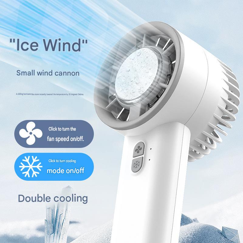 Handheld Fan with Semiconductor Ice Cooling, Large Capacity Rechargeable Mini Portable, Student Desktop Small Fan, Long Battery Life