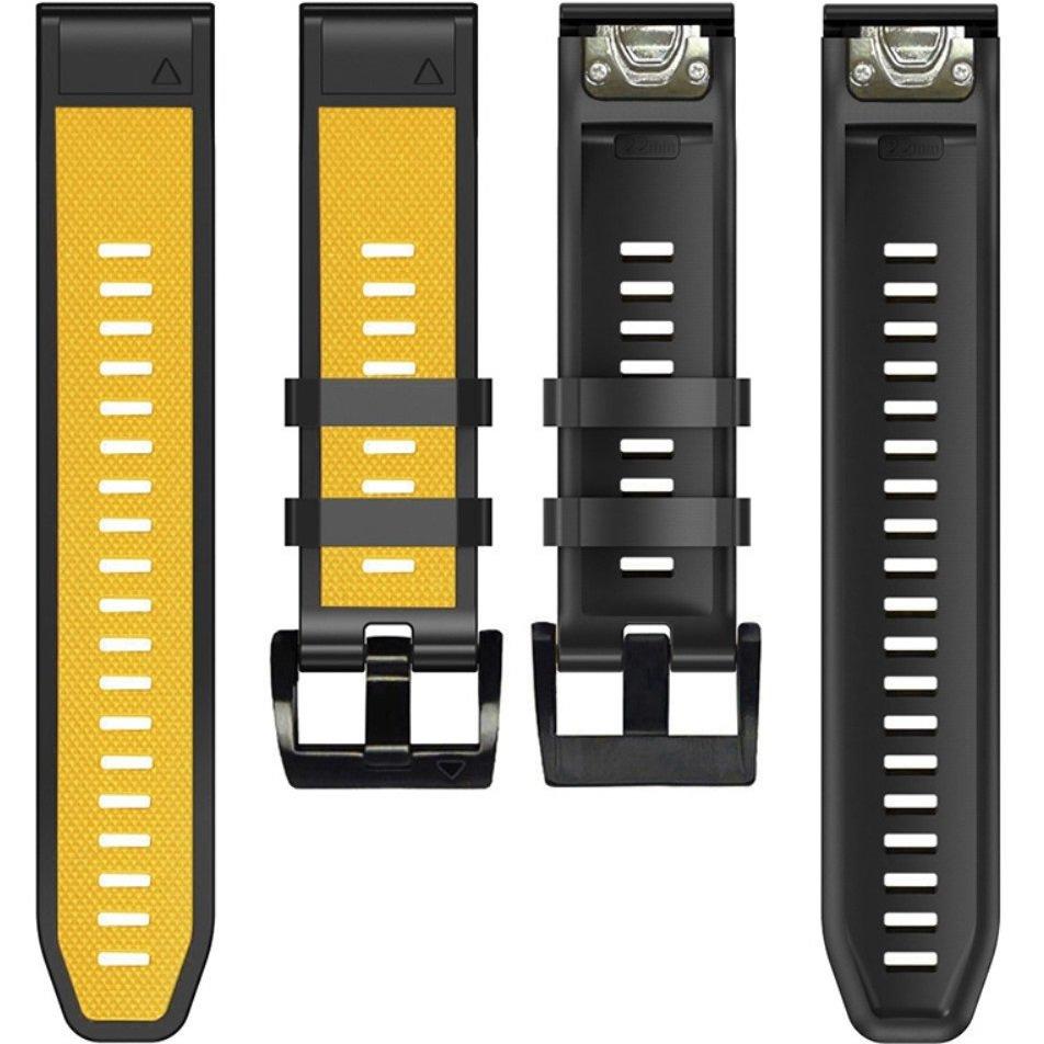 Quickfit Silicone Strap 26mm for Garmin, Yellow / Black