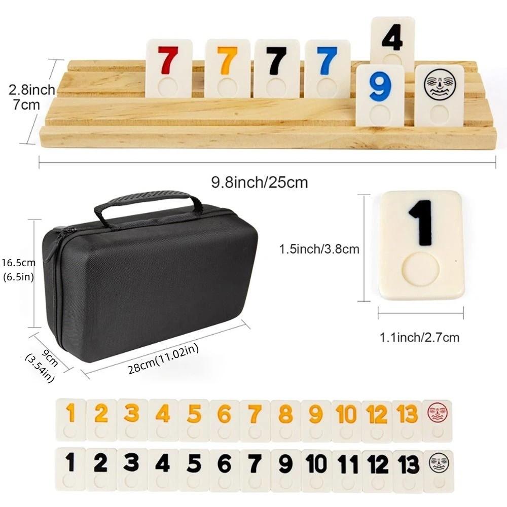 106Pcs Wooden Rummy Cube Game 106 Tiles Classic Board Game Board Games Rummy Tiles Family Game