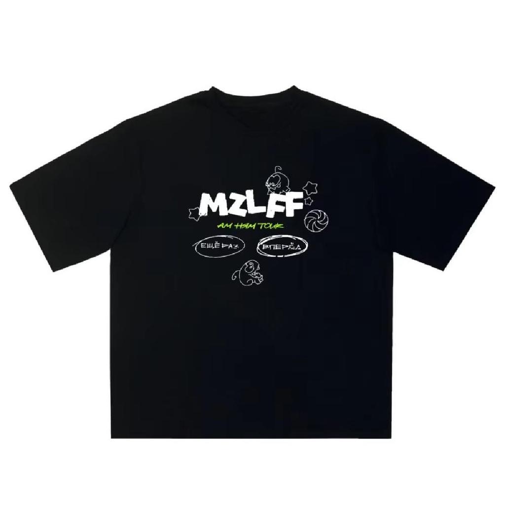 2025 Новая женская футболка Уличная одежда Мультяшный принт MZLFF Харадзюку Хип-хоп Корейский Короткий рукав Y2k Топы Хлопок Графическая одежда Готика