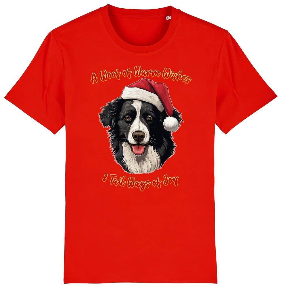 Mens Womens BORDER COLLIE Christmas T-Shirt Santa Dog Woof Wishes Dogs Gift