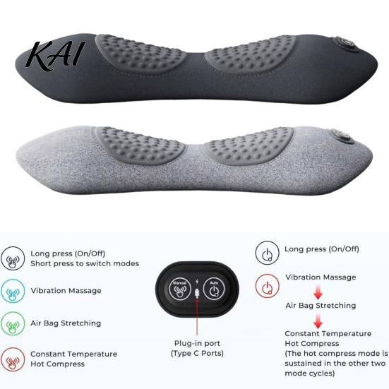 Office Chair Back Support Lumbar Pillow, 3-in-1 Rechargeable Memory Foam Bed Cushion with Vibration Ergonomic for Sitting And Heat, Portable
