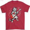Смешной кот играет на гитаре Рок-н-ролл Юмор Музыкальные вайбы Для любителей Футболка винтажная Стиранная Удобная одежда от дизайнера