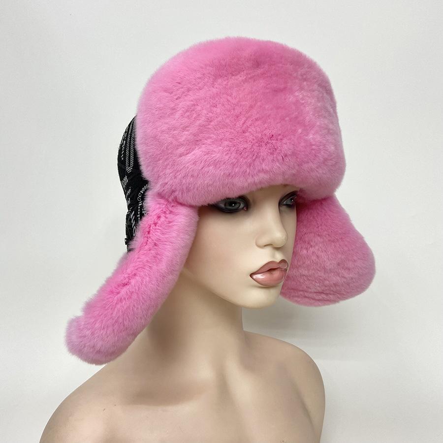 Winter Warm Rex Rabbit Fur Hats Outdoor Thick Earflap Bomber Hats Ushanka