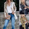 Womens Sequin Blazer Suit Glitter Open Front Thin Jacket Ladies Party Outwear