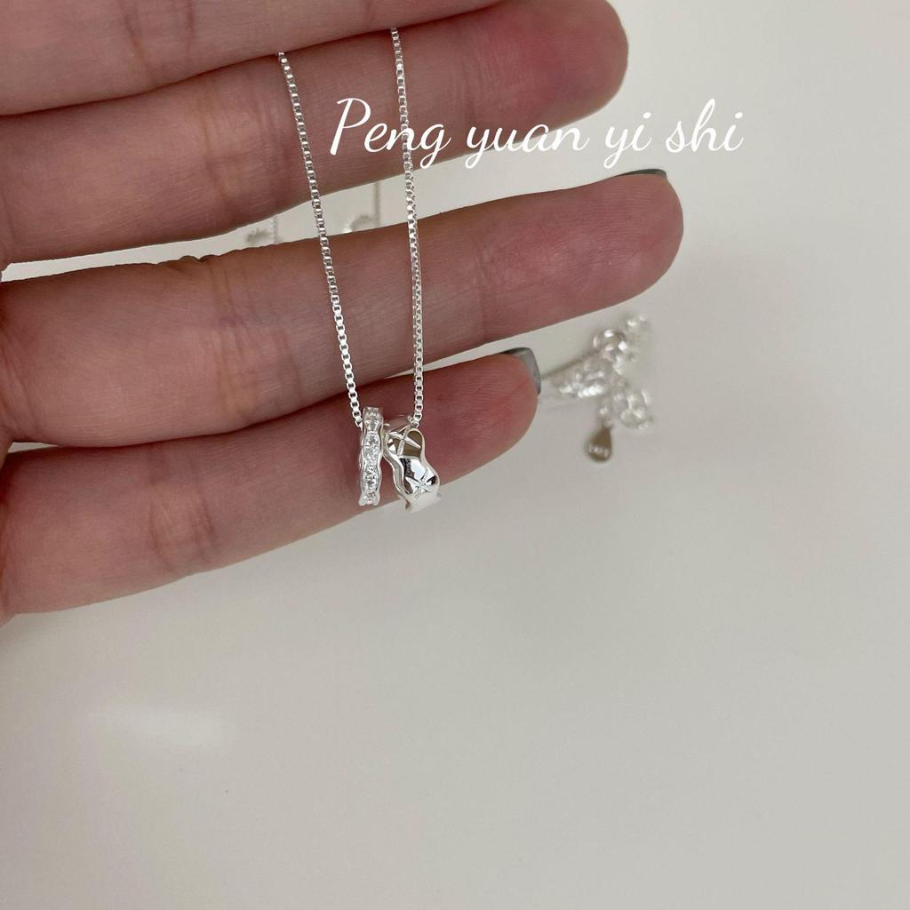 Серебряное колье S925 с ромбом и кругом для девочек - Элегантная легкая роскошь, универсальная цепочка на ключицу.