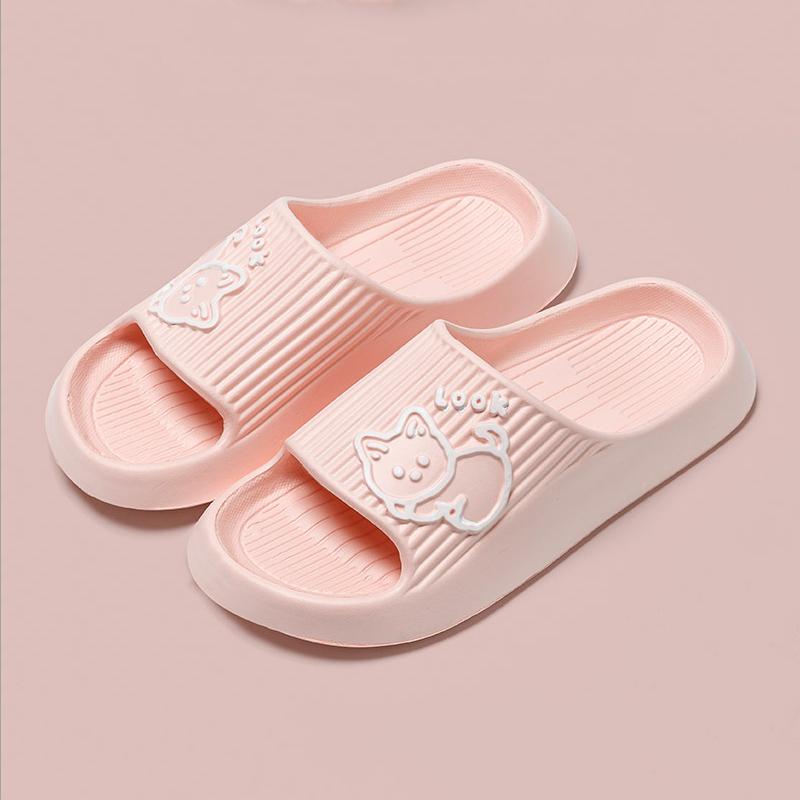 Summer Women Slippers Bath Thick Platform Non-Slip Home Cute Cat Cartoon Flip Flops Beach Sandals Ladies Slides Indoor Outdoor