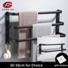 Towel Hanger Wall Mounted 30-50 CM Towel Rack Bathroom Aluminum Black Towel Bar Rail Matte Black Towel Holder with Sticker