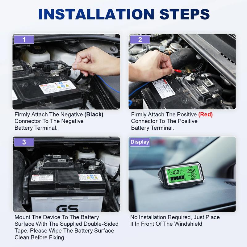 12V Battery Tester Battery Health Analyzer Charging Tester Tool ANCEL BM200 PRO 12V LED Car Battery Monitor Head-Up Display