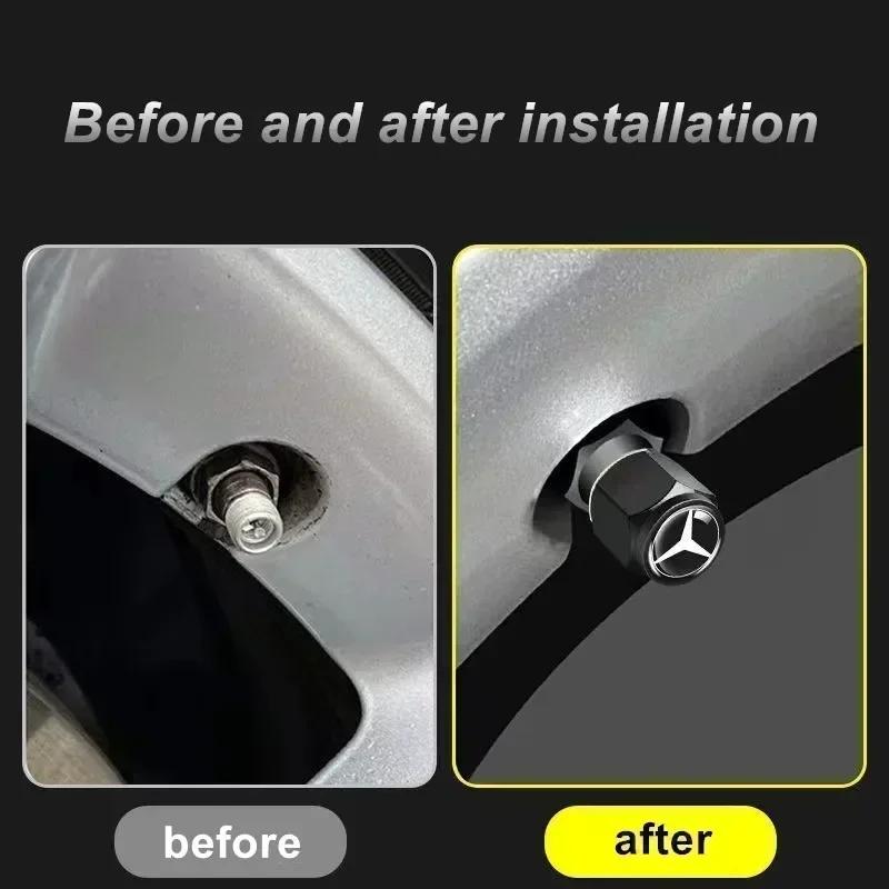 4Pcs Car Tire Valve caps Emblem metal Cap Case For Mercedes Benz B/C/E/S Class A Class C200L GLC GLE CLA accessories Car Styling ar1