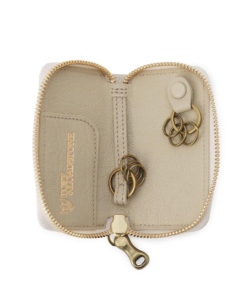 И дорожный ключ круглый молния свет термоусадочный чехол для ключей брелок для ключей чехол для карт из коровьей кожи одного размера Oyster White [Toff Stone]