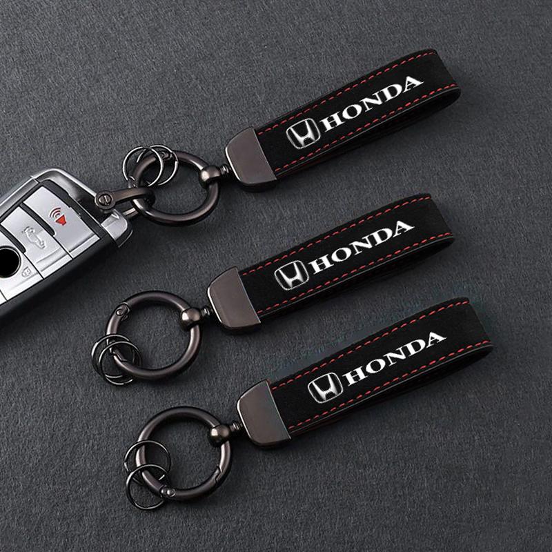Suede Car Keyring Pendant Car Emblem Keychain For Honda Civic Accord Fit Jazz Pilot CRV Odyssey Passport City Vezel Accessories RF6