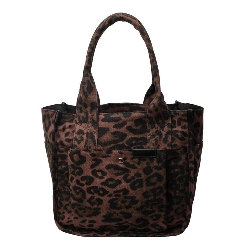 Женская сумка через плечо из нейлона с леопардовым принтом на молнии, большая вместимость, модная сумка через плечо с леопардовым принтом