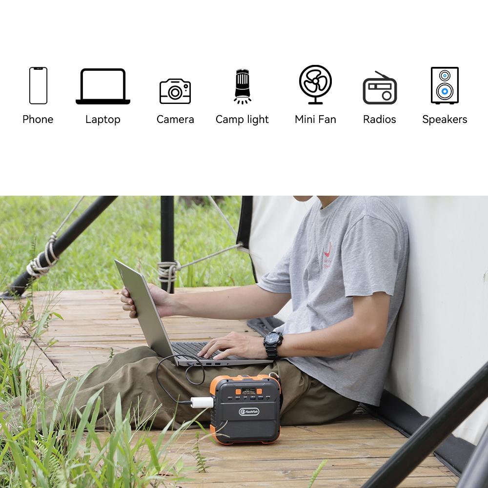 200~240V Portable Power Station 120W 98Wh Backup Lithium Battery DC AC Solar Generator Outdoors Camping Travel Hunting Blackout