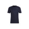 Men's Solid Color Logo Athleisure Casual Sports Round Neck Short Sleeve Navy Blue T-Shirt HC0408