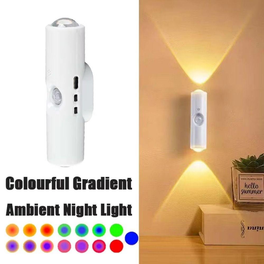 Portable Sensor Night Light Wireless RGB Gradient Wall Lamp LED Closet Light Bedroom