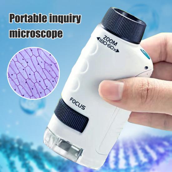 Kids Microscope with 12 Samples 60-120X Magnification Clear Lens Toddlers Portable Mini Handheld