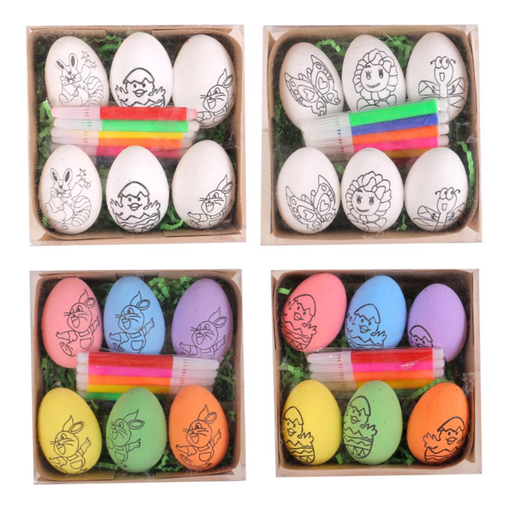 Сделай сам покраска пасхальных яиц с помощью ручки-краски, набор для рисования пасхальных яиц из пеноматериала для тематической вечеринки на Пасху