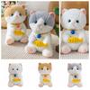 Cartoon Eating Fish Cat Plush Toy Bell Collar Little Cat Plush Toy Birthday Gifts