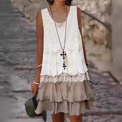 Международное женское платье без рукавов с кружевной отделкой, 2024 г. Q332