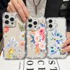 Luxury Floral Pattern Clear Shockproof Case For iPhone 16 Pro Max 16E 15 14 Pro 13 12 11 Diamond Frame Anti-Fall Soft Silicone Phone Cover