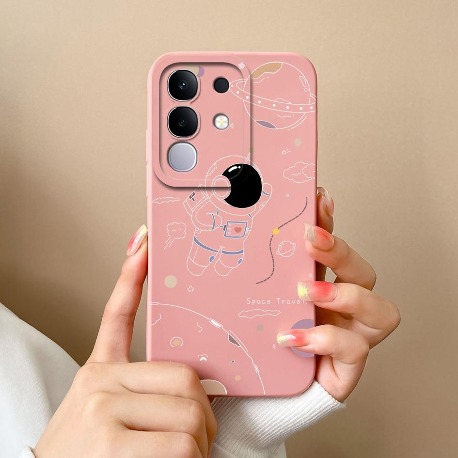 Чехлы для телефона для Vivo Y29 Y29S Y 04 T4x 4G 5G Милый панда кактус Жидкий силикон Защитная крышка для Vivo Y29 Y 29S Y04 T 4x Capa