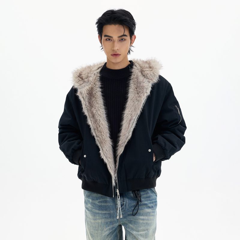 Kisko Зимняя Модная Марка Двусторонняя Летная Хлопковая Куртка для Мужчин и Женщин с Чувством Дизайна, Теплое и Толстое Пальто с Капюшоном