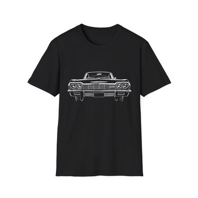 Футболка с изображением Chevy Impala 1964 года | Классический lowrider вид спереди | Подарок с 64 Impala