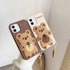 Lovely Bowknot Baby Bear Cartoon Silicone Soft Case with Pendant Covers for iPhone 6 7 8 11 12 XR XS MAX Fullbody Shockproof Cases