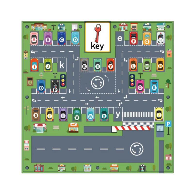 Early Education Traffic Letter Pairing Parking Lot Double Magnetic Pen Maze Color Classification Counting Walking Toy