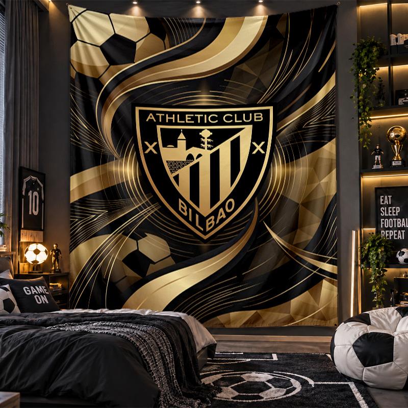 Wall Hanging Tapestry Athletic Bilbao Football Print Cloth for Living Room Bedroom Home Decor