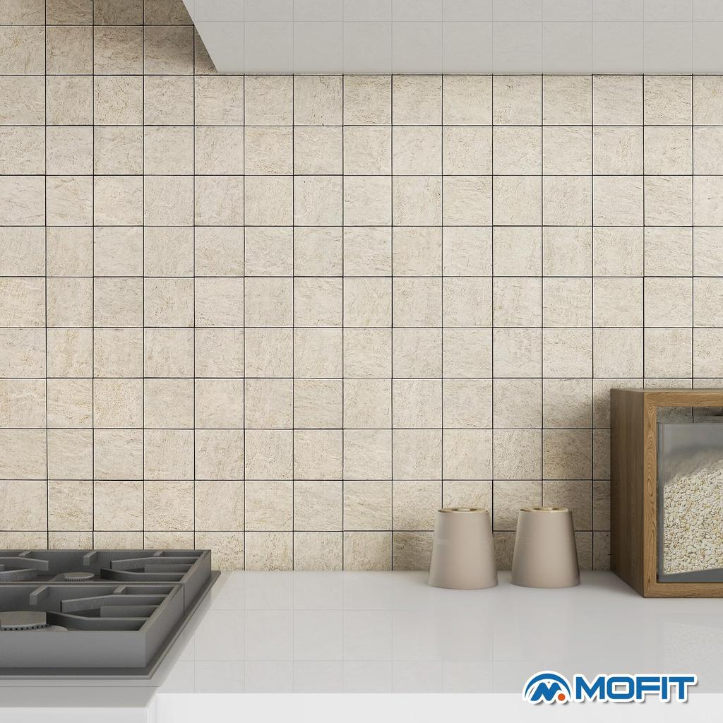 M MOFIT Marble Style Tile Sticker Kitchen Tile Sheet Mosaic Tile Sticker Heat Resistant Waterproof Wall Panel Pieces (5 Beige)